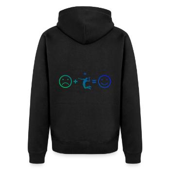 Volley Volleyballer Damen Volleyball Volleyballspi - Unisex Premium Bio Zip Hoodie - Schwarz - Hinten - Nico (187cm)