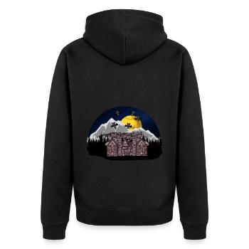 Fledermäuse Karpaten Horror Burg Halloween Spuk - Unisex Premium Bio Zip Hoodie - Schwarz - Hinten - Nico (187cm)