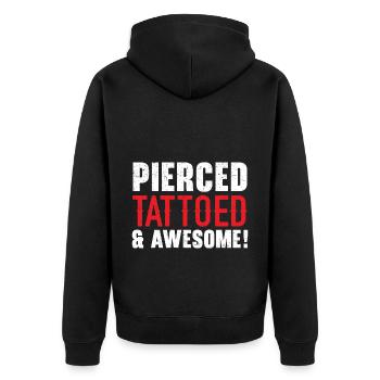 Pierced Tattooed and Horny Tattooing Tattoo - Unisex Premium Organic Zip Hoodie - black - Back - Nico (187cm)