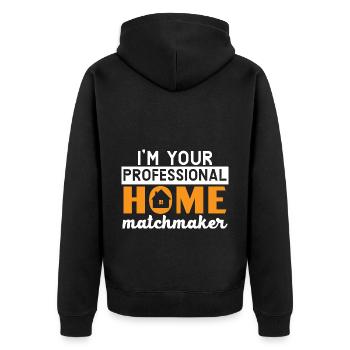 Je suis votre courtier immobilier professionnel Real Es - Veste à capuche bio Premium Unisexe - noir - Dos - Nico (187cm)