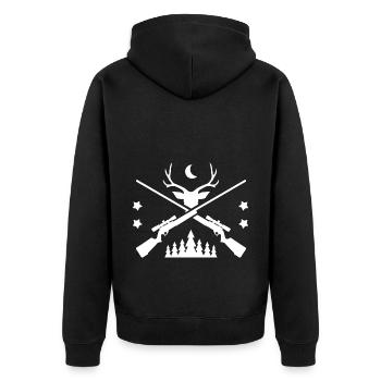 Hirschgeweih Wald - Unisex Premium Bio Zip Hoodie - Schwarz - Hinten - Nico (187cm)