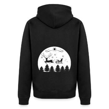 Weihnachtsmann Lebkuchen Rentier Winter - Unisex Premium Bio Zip Hoodie - Schwarz - Hinten - Nico (187cm)
