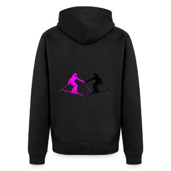Skiing Skiing Woman Silhouette - Unisex Premium Organic Zip Hoodie - black - Back - Nico (187cm)