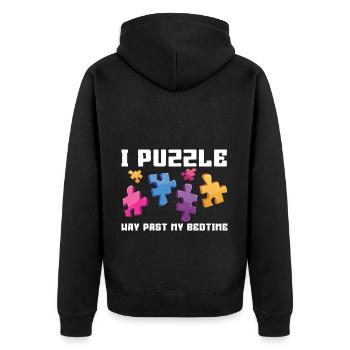 I'm puzzling far beyond my bedtime - Unisex Premium Organic Zip Hoodie - black - Back - Nico (187cm)