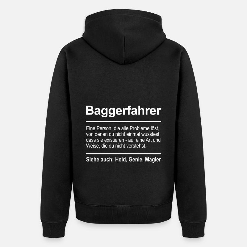 Baggerfahrer - Unisex Premium Bio Zip Hoodie - Schwarz
