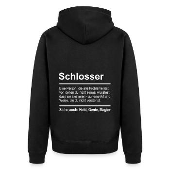 Locksmith - Unisex Premium Organic Zip Hoodie - black - Back - Nico (187cm)