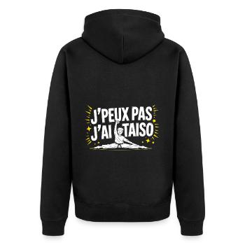 J’peux pas, j’ai Taïso… et j’suis déjà en kimono ! - Veste à capuche bio Premium Unisexe - noir - Dos - Nico (187cm)