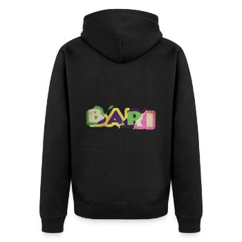 Bari Italie City Font Punk Retro Vacances - Veste à capuche bio Premium Unisexe - noir - Dos - Nico (187cm)