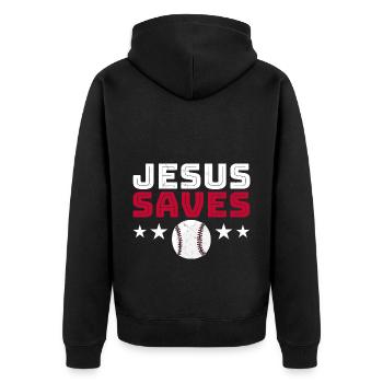 Jesus Baseball Humor Christian - Unisex Premium Organic Zip Hoodie - black - Back - Nico (187cm)