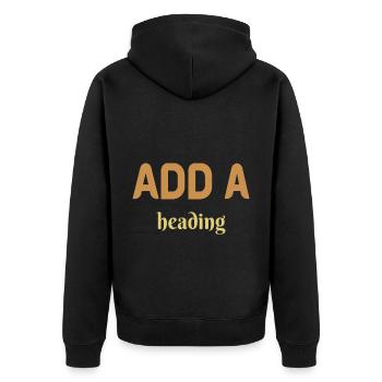 Überschrift - Unisex Premium Bio Zip Hoodie - Schwarz - Hinten - Nico (187cm)