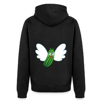 flying cucumber - Unisex Premium Organic Zip Hoodie - black - Back - Nico (187cm)