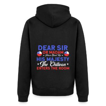 The Chiliean kicks a Chile souvenir - Unisex Premium Organic Zip Hoodie - black - Back - Nico (187cm)