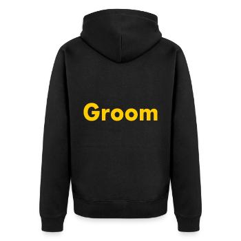 Groom - Unisex Premium Bio Zip Hoodie - Schwarz - Hinten - Nico (187cm)