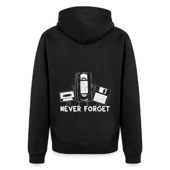 Never Forget Media Cassettes, VHS, and Floppy disk - Veste à capuche bio Premium Unisexe - noir - Dos - Nico (187cm)