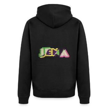 Jena Deutschland Stadt Schrift Punk Retro - Unisex Premium Bio Zip Hoodie - Schwarz - Hinten - Nico (187cm)