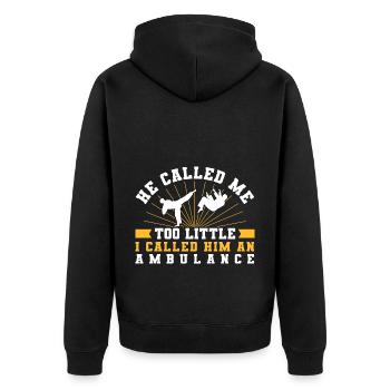 Karate Black Belt Gi Uniform He - Unisex Premium Bio Zip Hoodie - Schwarz - Hinten - Nico (187cm)
