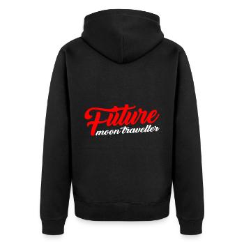 Future Moon Traveller 3 - Unisex Premium Organic Zip Hoodie - black - Back - Nico (187cm)
