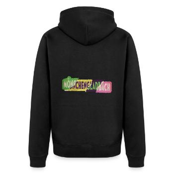 Mönchengladbach Deutschland Schrift Punk Retro - Unisex Premium Bio Zip Hoodie - Schwarz - Hinten - Nico (187cm)