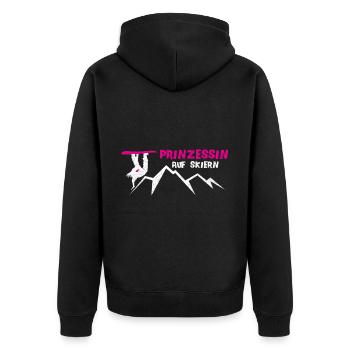 Ski Sking Snowboard Wintersport Skifahrer - Unisex Premium Bio Zip Hoodie - Schwarz - Hinten - Nico (187cm)