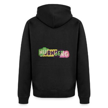 Nuremberg Allemagne City Font Punk Rétro - Veste à capuche bio Premium Unisexe - noir - Dos - Nico (187cm)