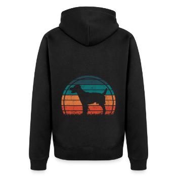 Epagneul Breton Hund Vintage Retro - Unisex Premium Bio Zip Hoodie - Schwarz - Hinten - Nico (187cm)