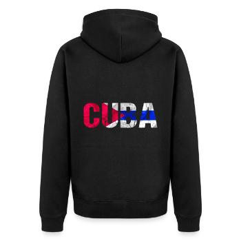Cuba Flag Cuba - Unisex Premium Organic Zip Hoodie - black - Back - Nico (187cm)