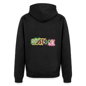 Rostock Allemagne City Police Punk Rétro - Veste à capuche bio Premium Unisexe - noir - Dos - Nico (187cm)