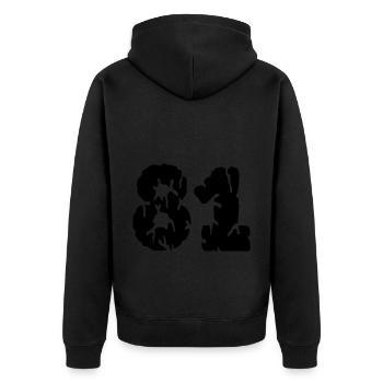 81 Zahl Trikot - Unisex Premium Bio Zip Hoodie - Schwarz - Hinten - Nico (187cm)