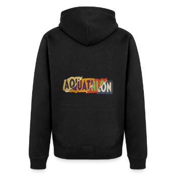 Aquathlon Schwimmen Laufen Sport Vintage Retro - Unisex Premium Bio Zip Hoodie - Schwarz - Hinten - Nico (187cm)