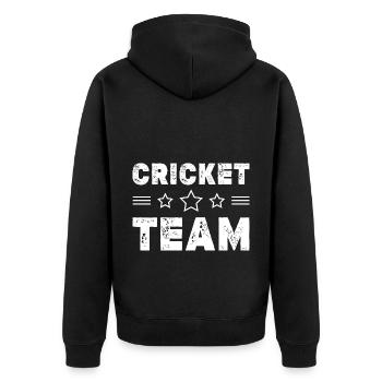 Cricket Team - Unisex Premium Bio Zip Hoodie - Schwarz - Hinten - Nico (187cm)