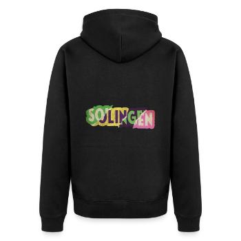 Solingen Germany City Font Punk Retro - Unisex Premium Organic Zip Hoodie - black - Back - Nico (187cm)