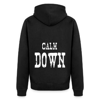 Relaxation and relaxation. Just Calm Down - Unisex Premium Organic Zip Hoodie - black - Back - Nico (187cm)