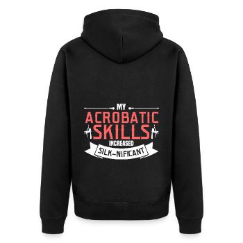 Aerial Silk / Aerial Yoga / Luftakrobatik Designs - Unisex Premium Bio Zip Hoodie - Schwarz - Hinten - Nico (187cm)