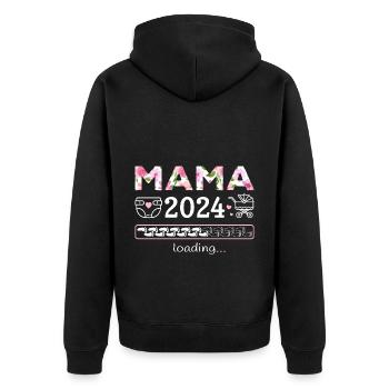 Femme enceinte 2024 Chargement de la mère enceinte - Veste à capuche bio Premium Unisexe - noir - Dos - Nico (187cm)