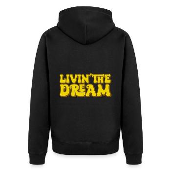 Living the Dream - Unisex Premium Organic Zip Hoodie - black - Back - Nico (187cm)