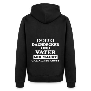 Dachdecker Handwerker Spruch Dachdecker Geschenk - Unisex Premium Bio Zip Hoodie - Schwarz - Hinten - Nico (187cm)
