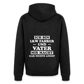 LKW Fahrer Fun Lustiges Spruch LKW Fahrer Geschenk - Unisex Premium Bio Zip Hoodie - Schwarz - Hinten - Nico (187cm)
