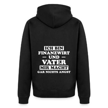Finanzwirt Lustiger Spruch Job Finanzwirt Geschenk - Unisex Premium Bio Zip Hoodie - Schwarz - Hinten - Nico (187cm)