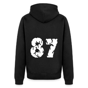 87 Number Jersey - Unisex Premium Organic Zip Hoodie - black - Back - Nico (187cm)