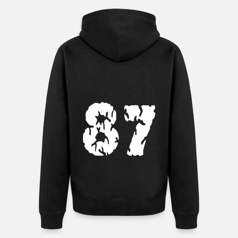 87 Numéro Maillot - Veste à capuche bio Premium Unisexe - noir