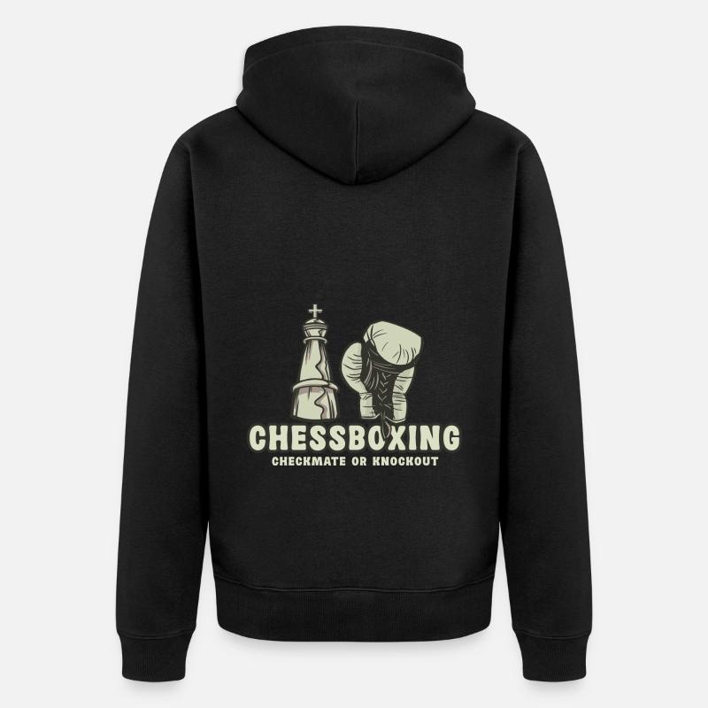 Schachboxen - Schachmatt Oder Knockout Schachboxen - Unisex Premium Bio Zip Hoodie - Schwarz