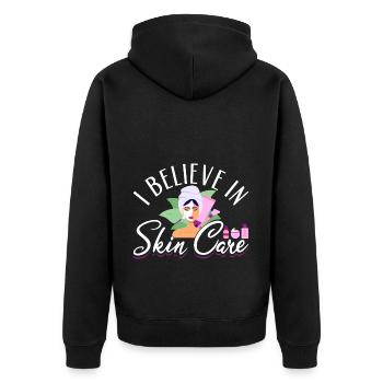 Esthetician I Believe In Skin Care - Unisex Premium Bio Zip Hoodie - Schwarz - Hinten - Nico (187cm)