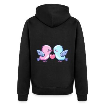 Colombe Couple Amour Couple Dans L’amour Paix - Veste à capuche bio Premium Unisexe - noir - Dos - Nico (187cm)