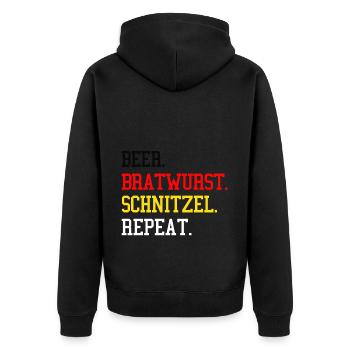Bière-Bratwurst-Schnitzel Répéter les grillades allemandes - Veste à capuche bio Premium Unisexe - noir - Dos - Nico (187cm)