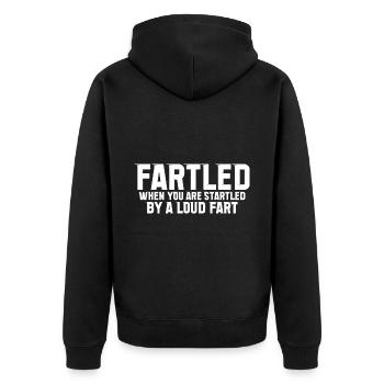 Fartled Definition Description 9 - Unisex Premium Bio Zip Hoodie - Schwarz - Hinten - Nico (187cm)
