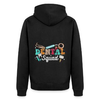 Arzt Bohrer Facharzt Zahnpasta - Unisex Premium Bio Zip Hoodie - Schwarz - Hinten - Nico (187cm)