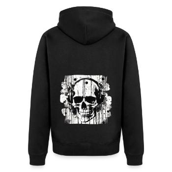 Skull Splash Trash Polka Tattoo - Unisex Premium Organic Zip Hoodie - black - Back - Nico (187cm)