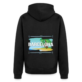 Barcelona - Unisex Premium Organic Zip Hoodie - black - Back - Nico (187cm)