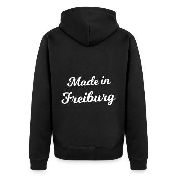 Né à Fribourg - Veste à capuche bio Premium Unisexe - noir - Dos - Nico (187cm)