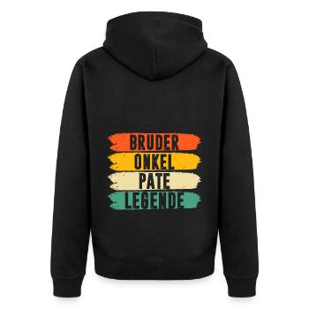 Bruder Onkel Legend Patenonkel Taufpate - Unisex Premium Bio Zip Hoodie - Schwarz - Hinten - Nico (187cm)